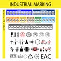 Industrial marking of product packaging. Waste recycling codes. Vector graphics for the design of product standards. Permissive an